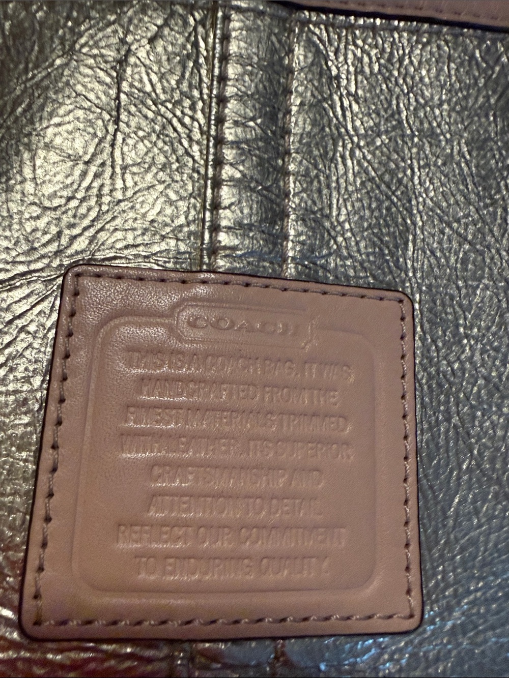 Coach Metallic Gold Tote with Tan Trim - Picture 2 of 6